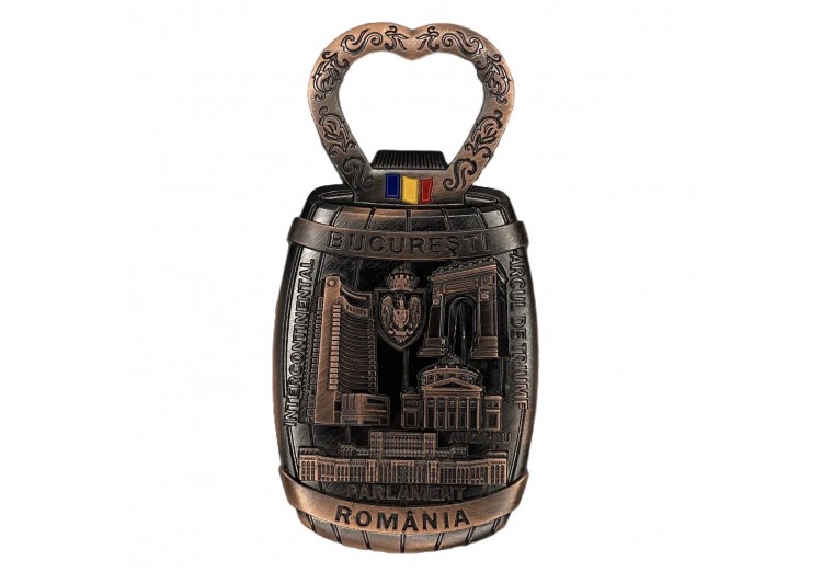 Magnet metalic București România (deschizător de sticle) arămiu